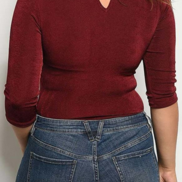 Mock Neck❤ with Cutout Detail Plus Size BodySuit - Picture 2 of 6